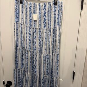 Ultra Flirt Blue and White Floral Maxi Skirt